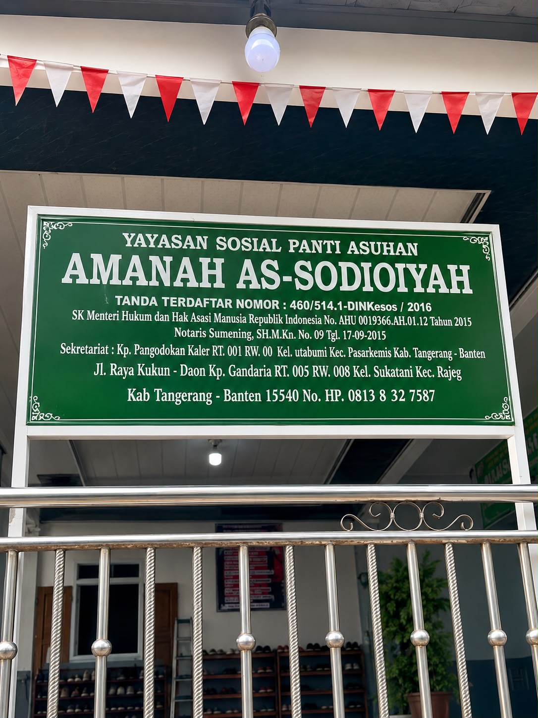 Plang Yayasan Sosial Panti Asuhan Amanah As-Sodiqiyah